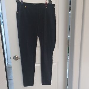 Black Corderoy- Like Pants with Gold Accents